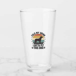 Funny Dog Lover Vintage Fold My Drink Pet This Dog Glass