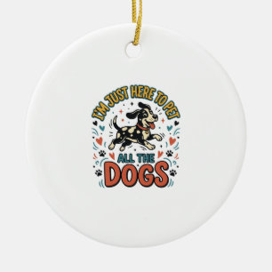 Funny Dog Lover Vintage Pet All The Dogs Design_1 Ceramic Tree Decoration