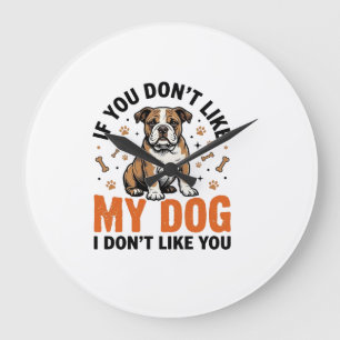 Funny Dog Lover Vintage Puppy Quote Shirt Design_1 Large Clock