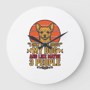 Funny Dog Lover Vintage Quote Vector Design_1 Large Clock