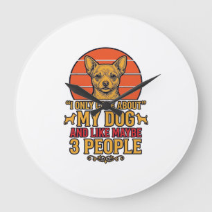 Funny Dog Lover Vintage Quote Vector Design_1 Large Clock