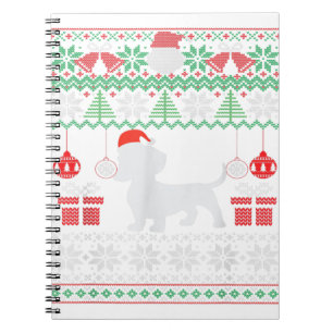 Funny Dog lovers Dachshund Santa Hat Ugly Christma Notebook