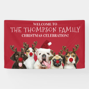 Funny Dog Lovers, Family Name, Christmas Party Banner