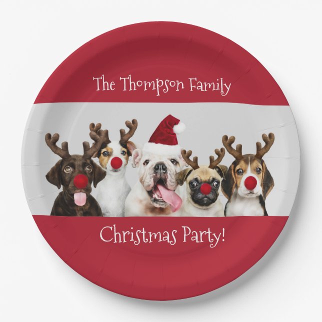 Funny, Dog Lovers, Family Name, Party Paper Plate (Front)