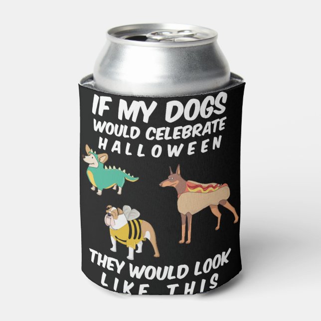Funny Dog Lovers Halloween Puppy Costume Can Cooler (Can Front)