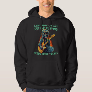 Funny Dog loves playing electric Guitar in Rockban Hoodie