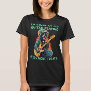Funny Dog loves playing electric Guitar in Rockban T-Shirt