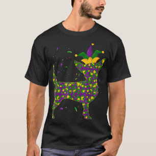Funny Dog Mardi Gras Cute Leopard Chihuahua Puppy T-Shirt