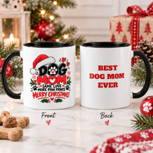 Funny Dog Mum Christmas Paw Prints Holiday Gift Mug