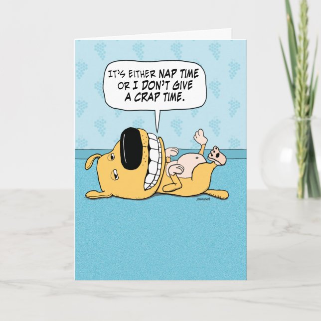 Funny Dog Nap or Don't Give Crap Birthday Card (Front)