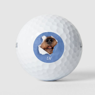 Funny Dog Nose Pet Humour Monogram Art Golf Balls