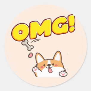 Funny Dog OMG Classic Round Sticker