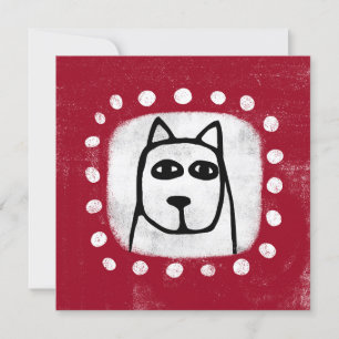 Funny Dog On Red Greeting Card