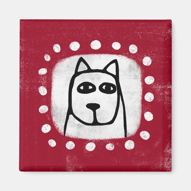 Funny Dog On Red Refrigerator Magnet (Front)