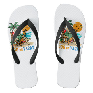 Funny Dog on Vacation T-Shirt | Cute Summer Flip Flops