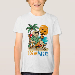 Funny Dog on Vacation T-Shirt Cute Summer Tri-Blend Shirt