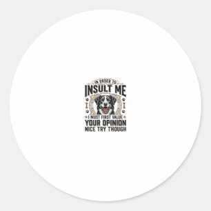 Funny Dog Opinion Vintage T-Shirt Design_1 Classic Round Sticker