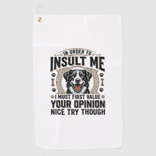 Funny Dog Opinion Vintage T-Shirt Design_1 Golf Towel