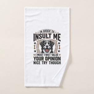 Funny Dog Opinion Vintage T-Shirt Design_1 Hand Towel