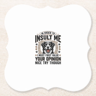 Funny Dog Opinion Vintage T-Shirt Design_1 Paper Coaster
