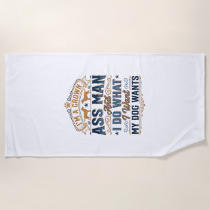 Funny Dog Owner Quote Vintage Vector Design_1 Beach Towel