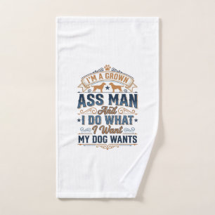 Funny Dog Owner Quote Vintage Vector Design_1 Hand Towel