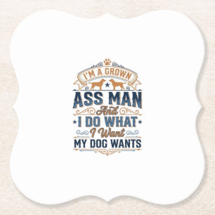 Funny Dog Owner Quote Vintage Vector Design_1 Paper Coaster