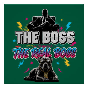 Funny Dog Owner "The Real Boss" Pitbull Design Poster