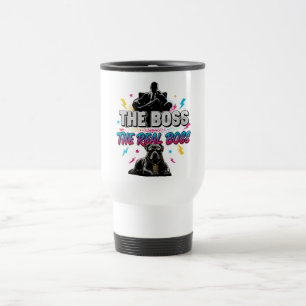 Funny Dog Owner "The Real Boss" Pitbull Design Travel Mug