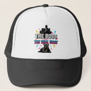 Funny Dog Owner "The Real Boss" Pitbull Design Trucker Hat
