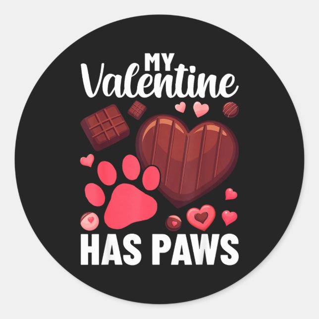 Funny Dog Owner Valentines Day Heart Women Girls  Classic Round Sticker (Front)