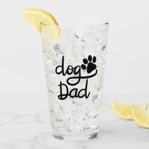 Funny Dog Paw Print Dog Dad Glass
