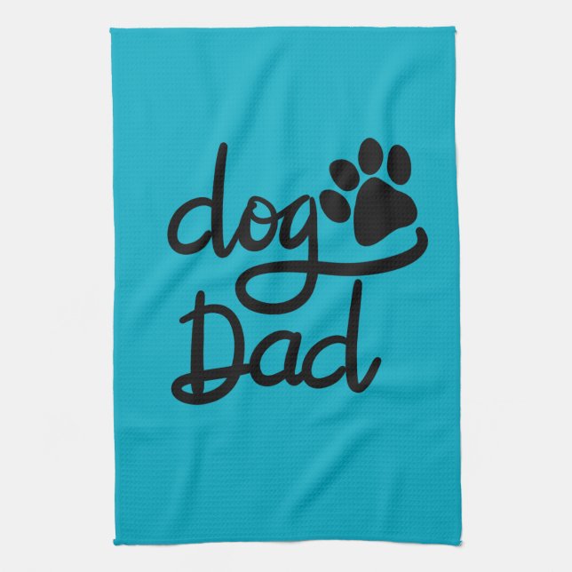 Funny Dog Paw Print Dog Dad Tea Towel (Vertical)