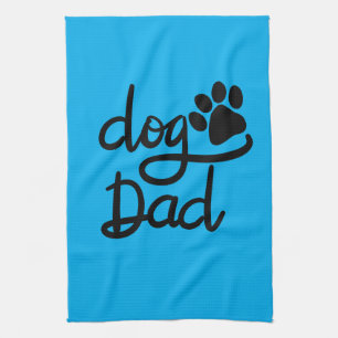 Funny Dog Paw Print Dog Dad Tea Towel