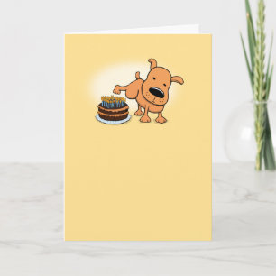 Funny Dog Peeing on Birthday Cake Card