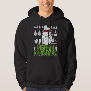 Funny Dog Peeing On Snowman Ugly Christmas Tacky X Hoodie