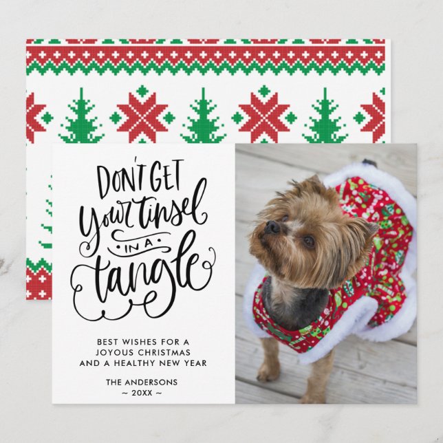 Funny Dog Pet Photo Christmas Holiday Card (Front/Back)
