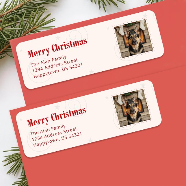 Funny Dog Pet Photo Merry Christmas Return Address (Creator Uploaded)