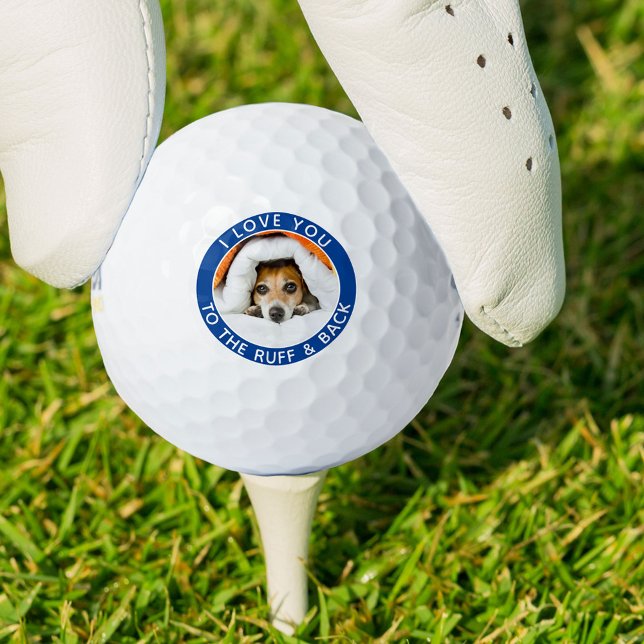 Funny Dog Photo Blue and White Golf Balls (Creator Uploaded)