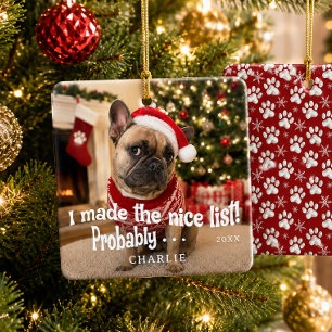 Funny Dog Photo Ceramic Ornament