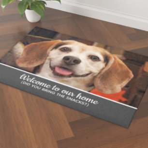 Funny Dog Photo Did You Bring Snacks Welcome Grey Doormat