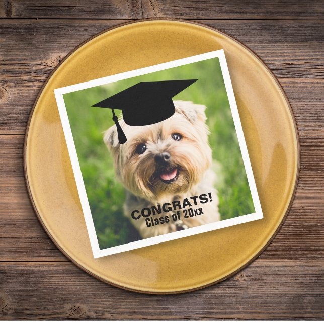 Funny Dog Photo Graduation Personalised Class of Napkin (Creator Uploaded)