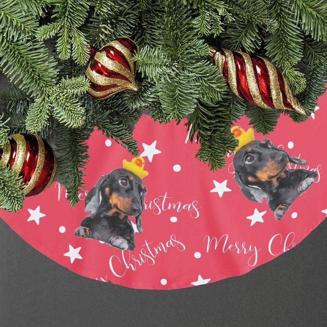 Funny Dog Photo Red Christmas Brushed Polyester Tree Skirt (Funny Dog Photo Red Christmas Brushed Polyester Tree Skirt
)