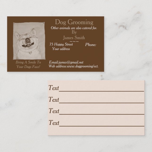 funny dog picture dog Grooming pet care services Appointment Card (Front/Back)