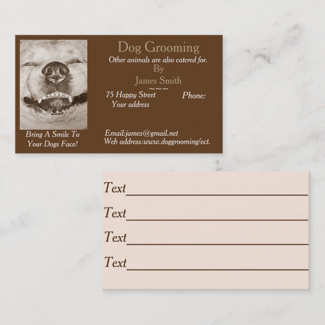 funny dog picture dog Grooming pet care services Business Card (Front/Back)