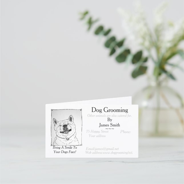 funny dog picture dog Grooming pet care services L Loyalty Card (Front)