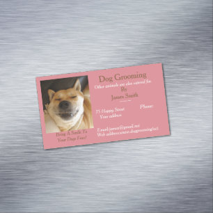funny dog picture dog Grooming pet care services Magnetic Business Card