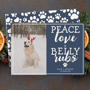 Funny Dog Picture Personalise Blue Christmas Photo Holiday Card