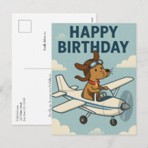 Funny Dog Pilot Kids Birthday Vintage Aeroplane