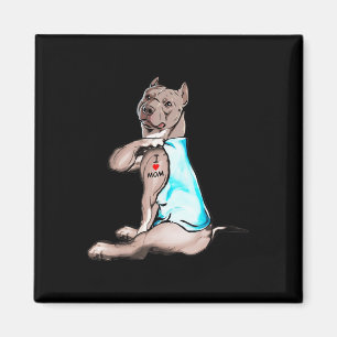 Funny Dog Pitbull I Love Mum Tattoo Dog Lovers Gif Magnet